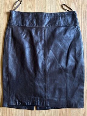 Vintage Cache 100% Lamb Genuine Leather Brown Skirt Size 4 Y2K